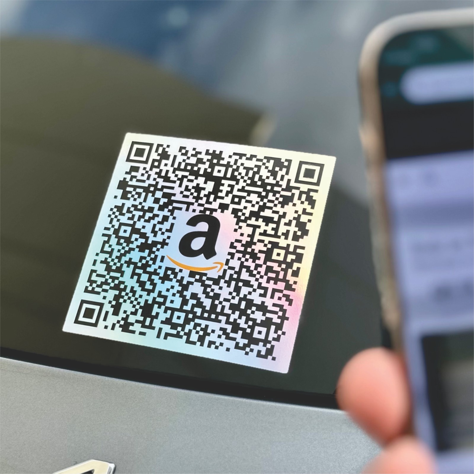 Custom QR Code Holographic Stickers 100 Pack Personalized Waterproof Business