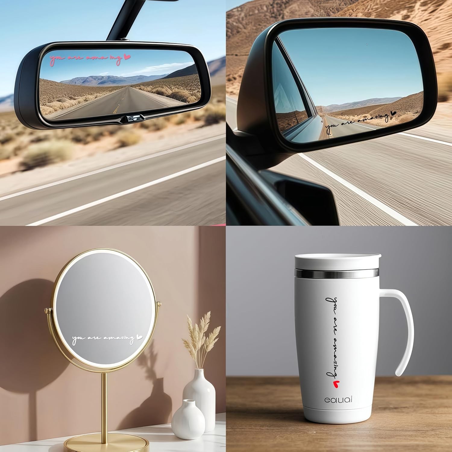 4 x You Are Amazing Rearview Mirror Decal,Car Decal For Women,Rear View Mirror S