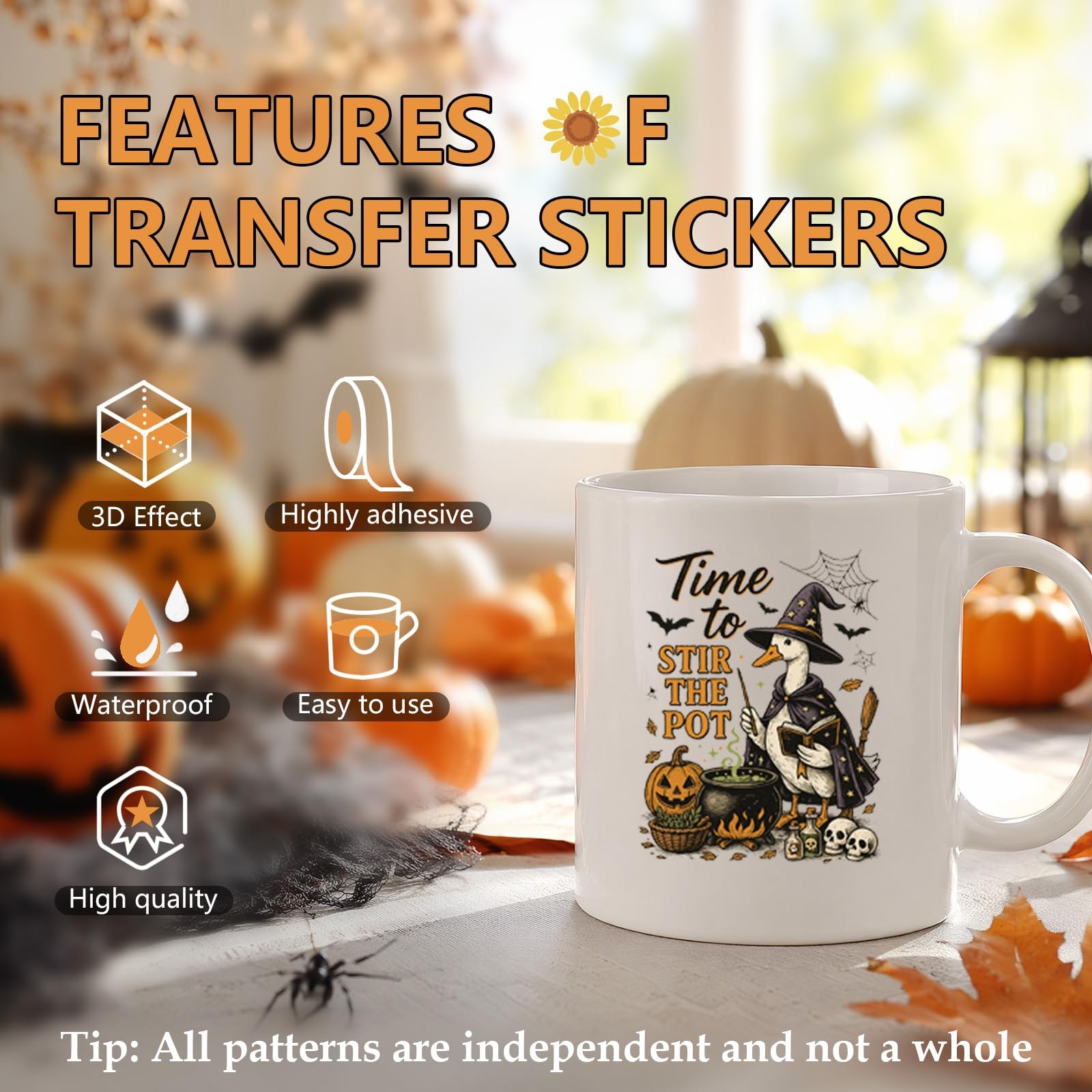 Halloween UV DTF Stickers Funny Goose Ghosts Uvdtf Cup Wraps for Glass