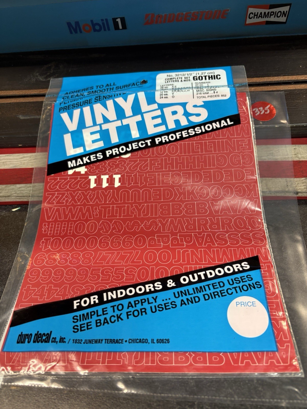 Permanent Adhesive Vinyl Letters & Numbers 1/2" G. RED PARTIAL FEW MISSING