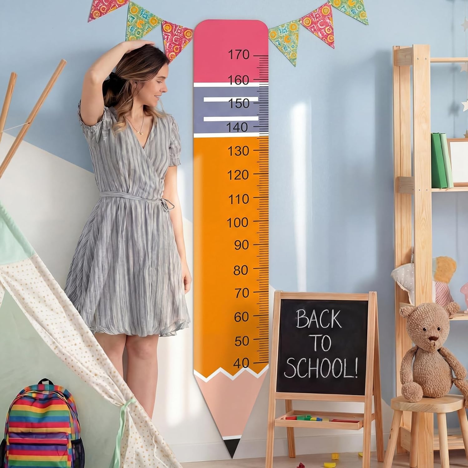 Height Growth Chart Wall Sticker Decor 77"x14" Pencil Shaped Height Measurement