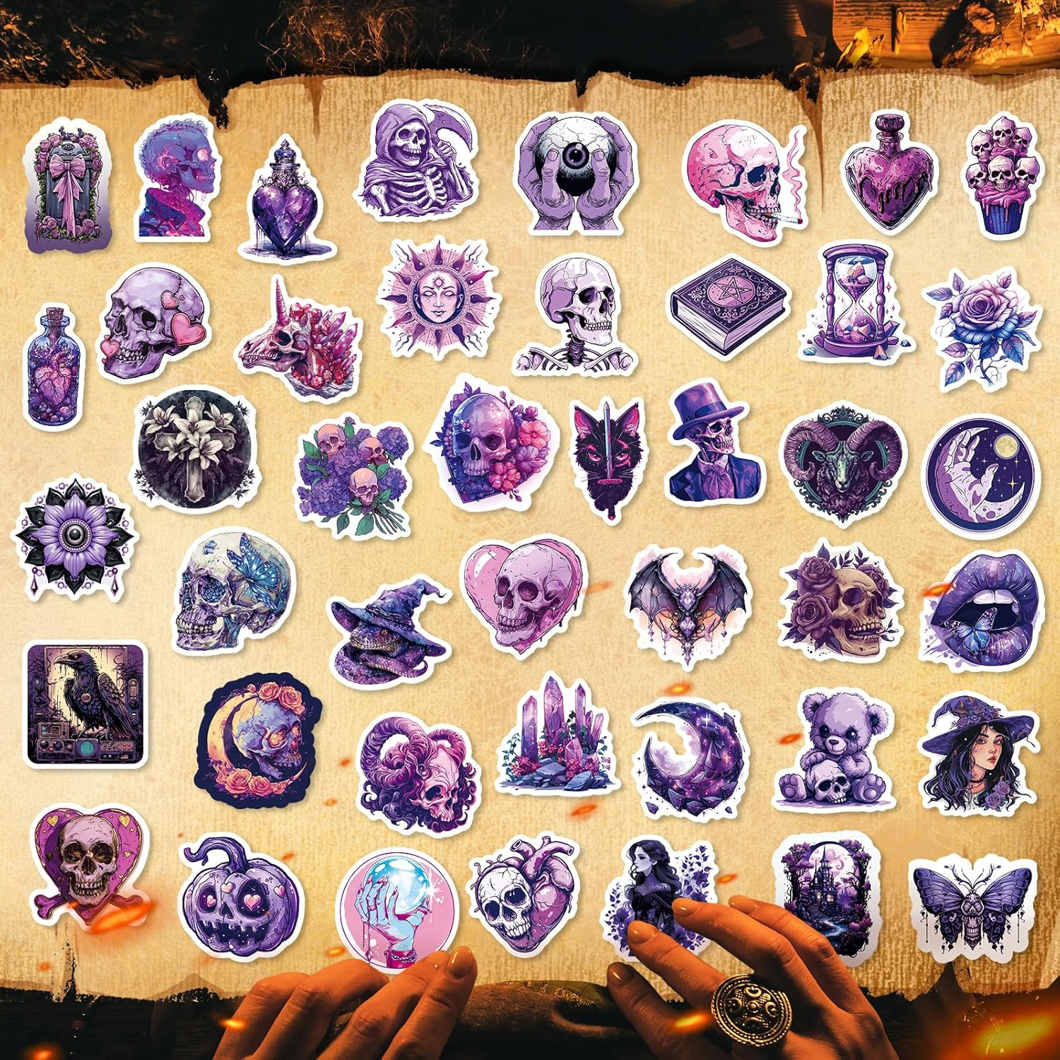 Gothic Stickers Pack – 100Pcs Waterproof Decals for Water Bottles, Skateboard