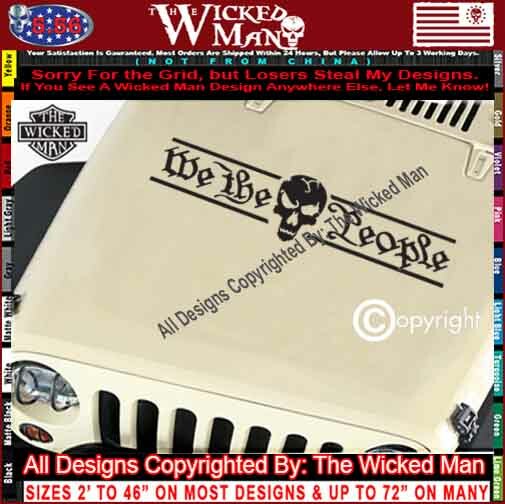 The Wicked Man – We The People Text USA Skull Decal Sticker