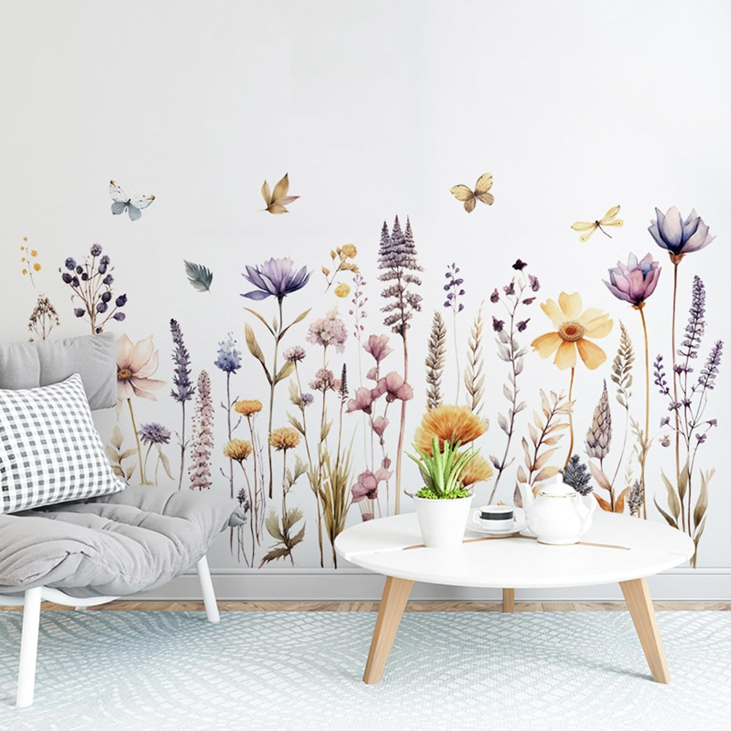 Wildflower Wall Decals 3D Self-Adhesive Stickers – 12 Pack