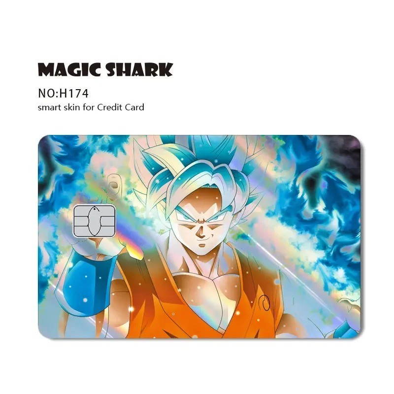 Magic Shark Holographic Credit Card Sticker Goku Vegeta Skin Cover New