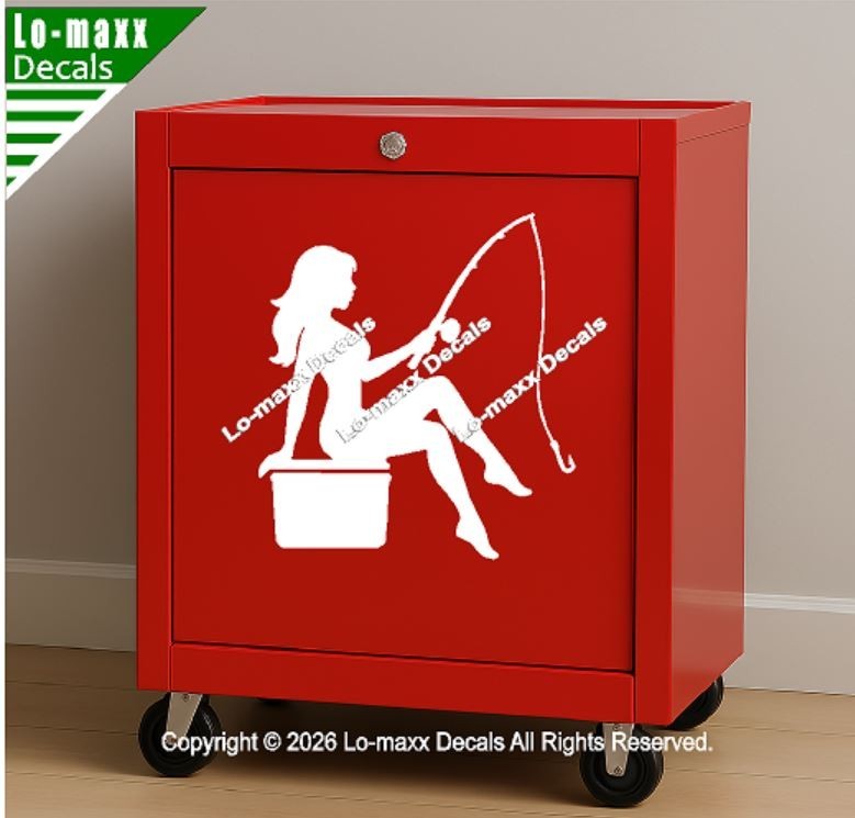Mudflap Fishing Girl Die Cut Vinyl Decal High Performance Truck Car Sticker