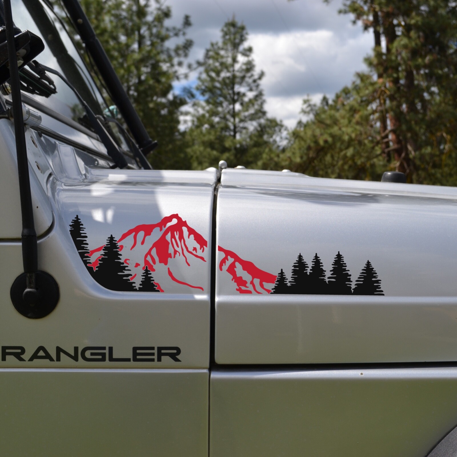 Mountain and Trees 2 Color Decal for Jeep Wrangler TJ (1997-2006)