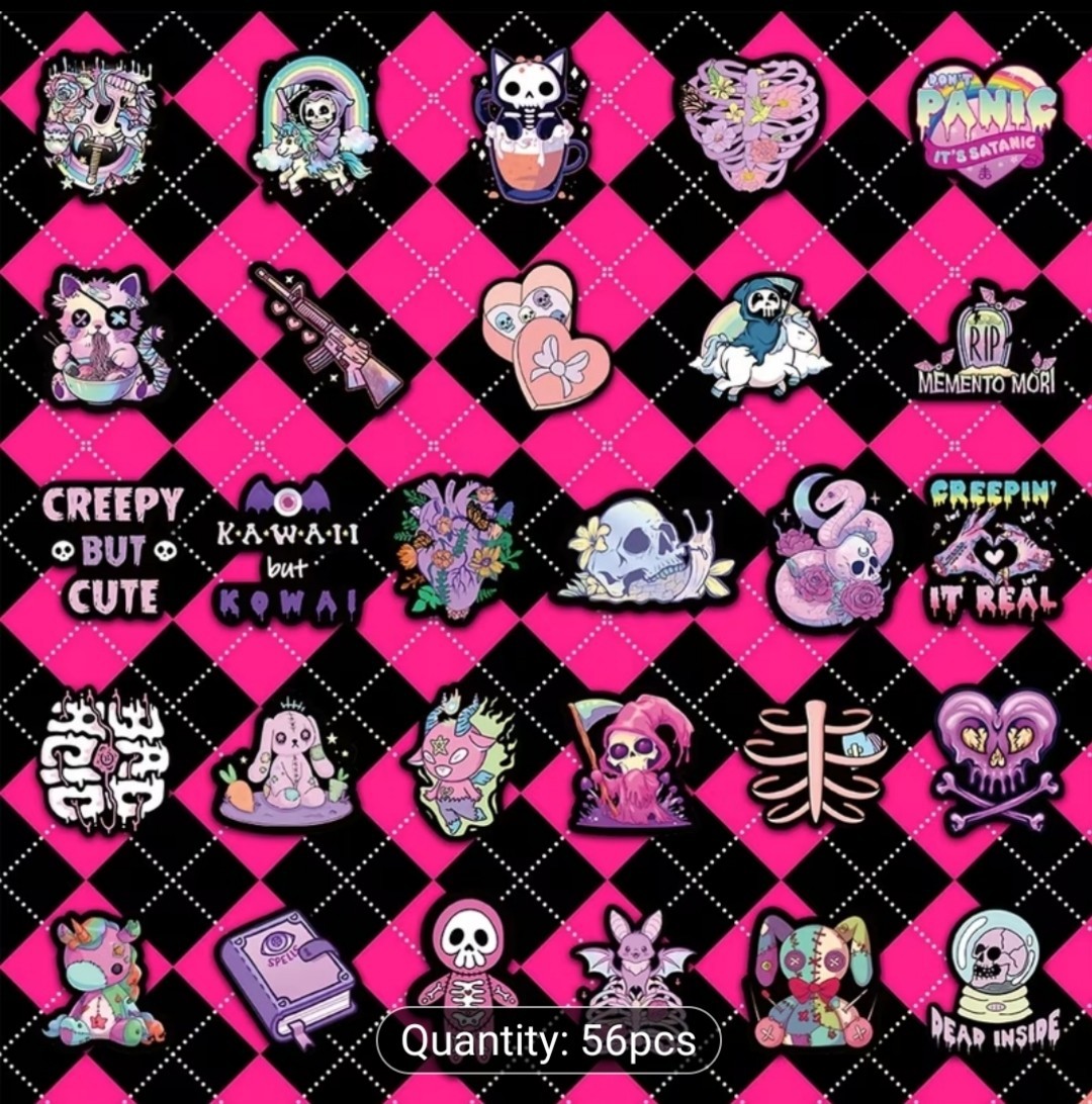 10 PCS Halloween Creepy Cute Pink Purple Spooky Scary Stickers BRAND NEW