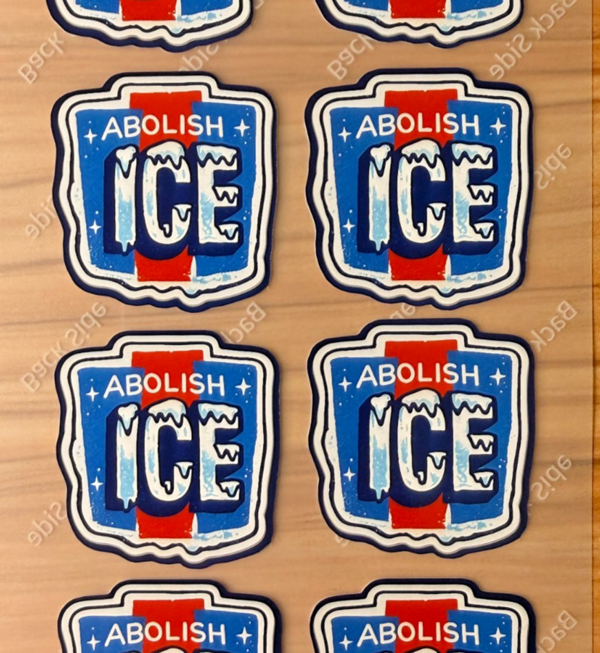 ABOLISH ICE Waterproof Stickers 8 pk Decals Car Bumper Laptop Gas Pump 1.5"