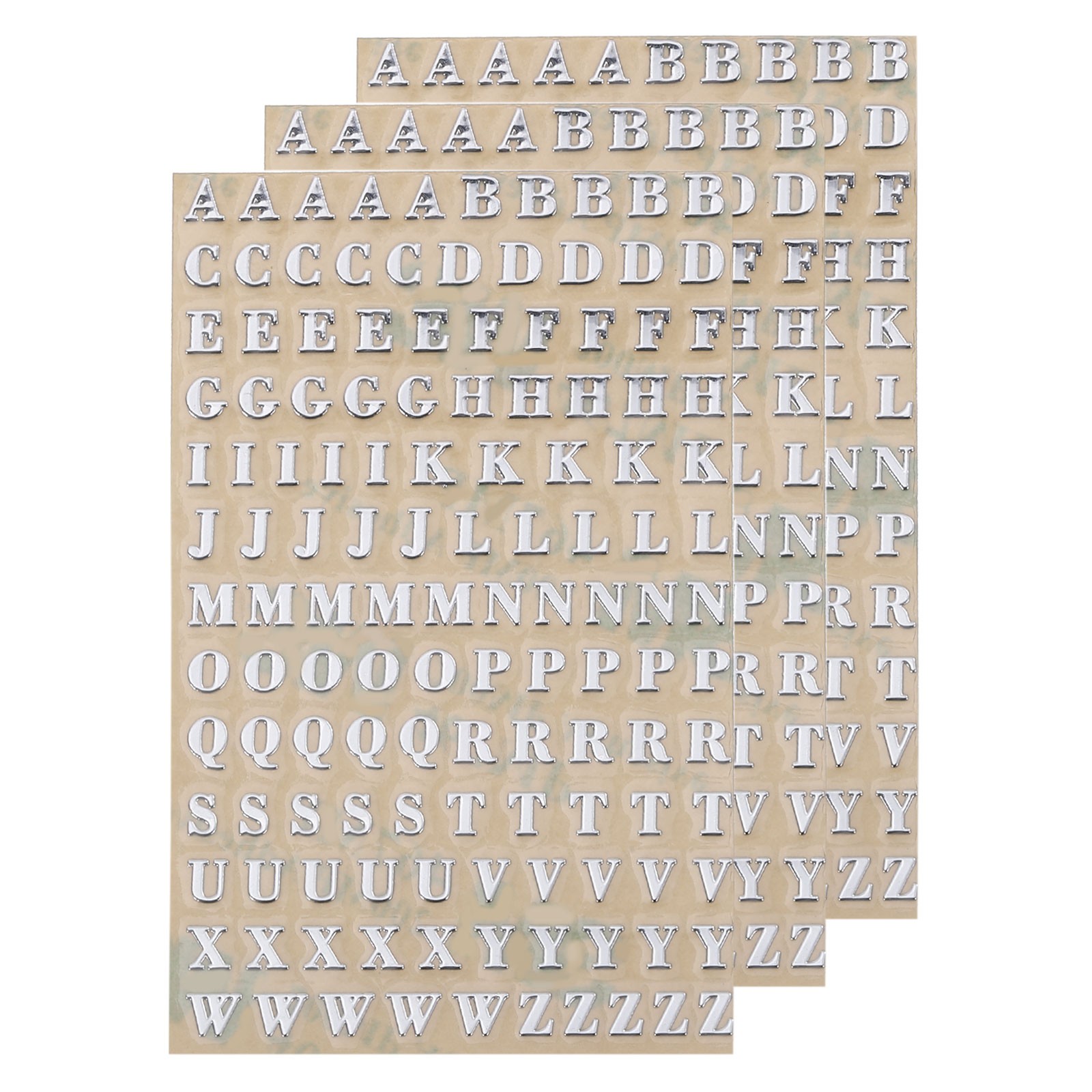 3 Sheets 3mm/0.12 Inch Mini Letter Stickers Uppercase A-Z Sticker Silver