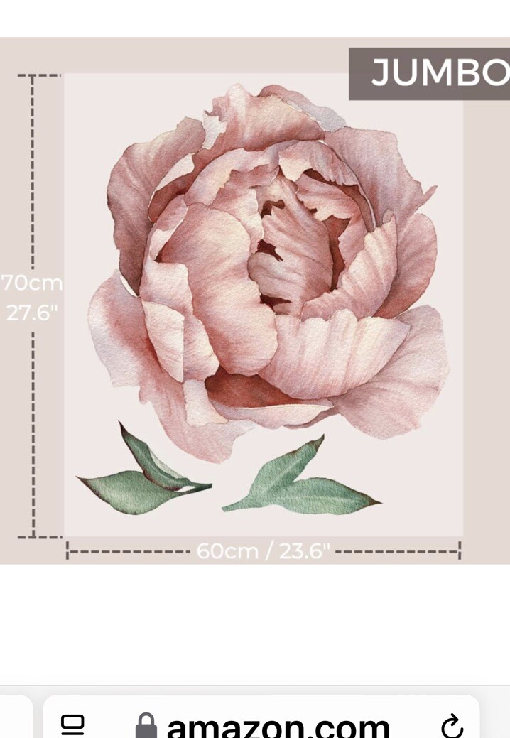 Watercolor Jumbo Floral Peonys Peel & Stick Giant Wall Decals Free Shipping