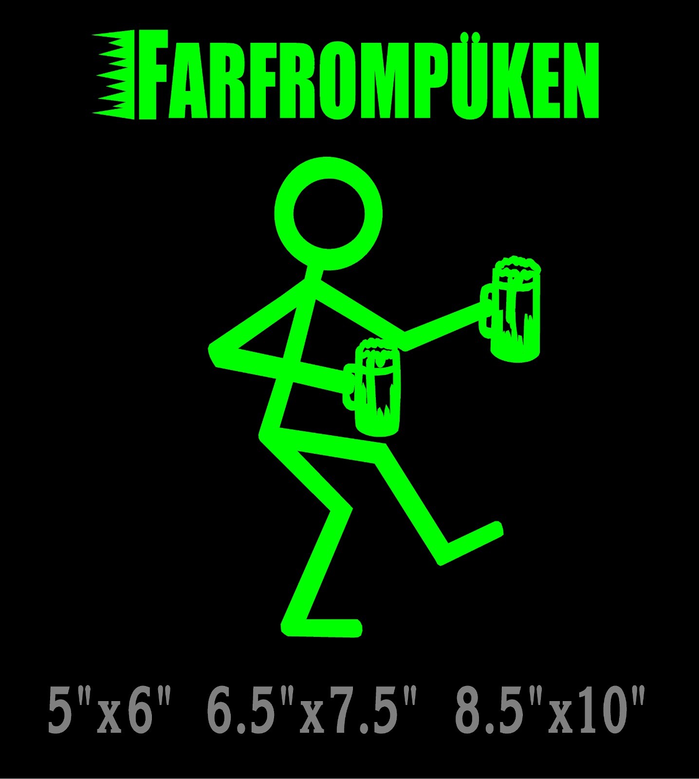 Farfrompuken Decal Stick Person with Beer Mugs funny window vinyl sticker
