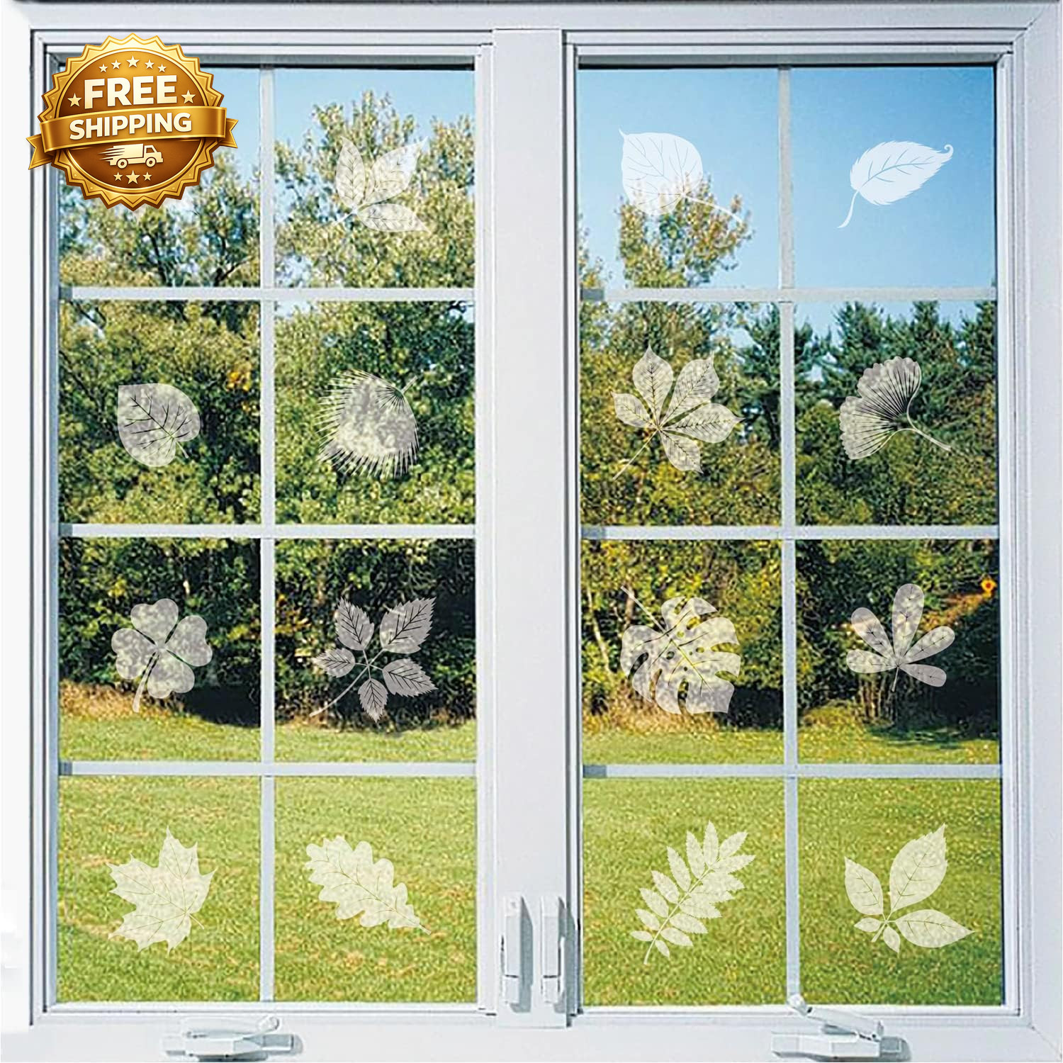 Window Decals for Bird Strikes 52 Pieces Large Leaf Shape anti Collision Window