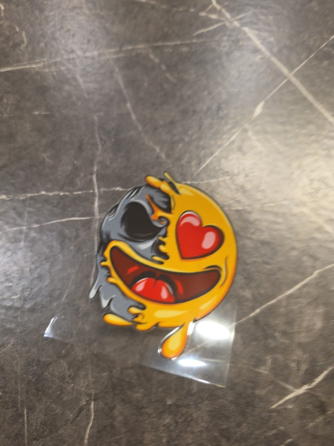 In Love Smiley Face Zombie Split Emoji UVDTF Raised Decal Sticker Waterproof USA