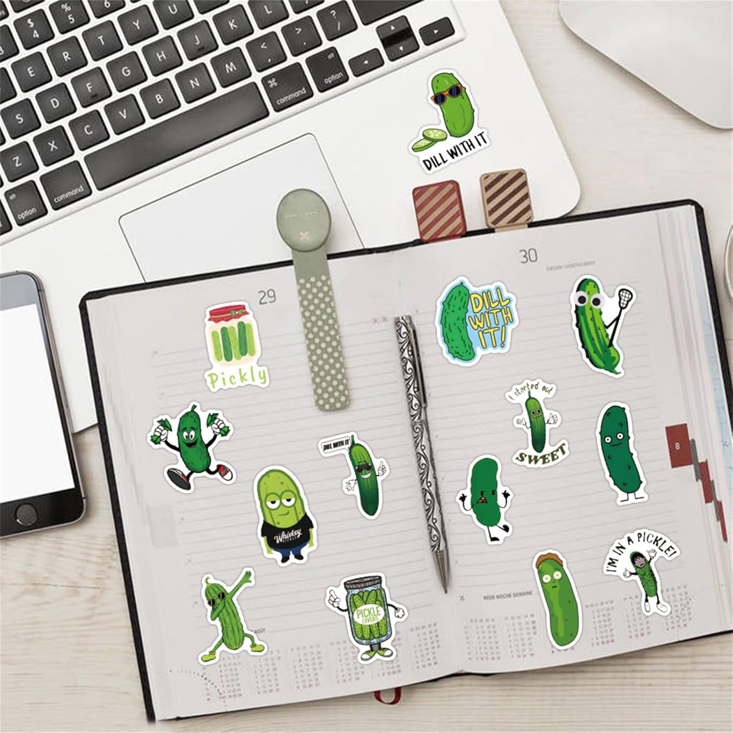 60Pcs Pickle Aesthetics Cartoon Stickers Pack Vinyl Waterproof Stickers for Wate