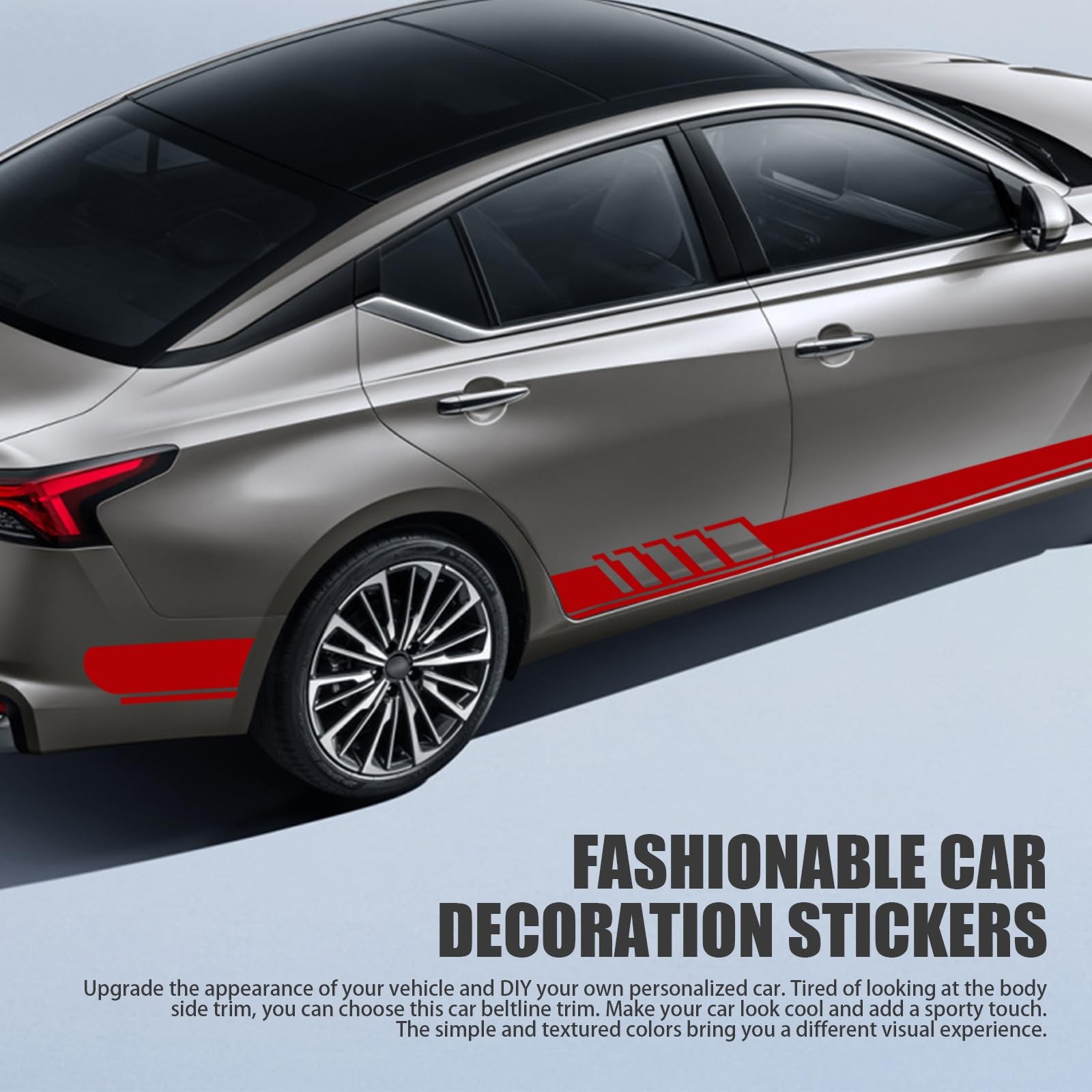 2 PCS Car Side Skirt Decals, 88.58" x 4.52" Long Stripes Stickers, PVC Auto P…