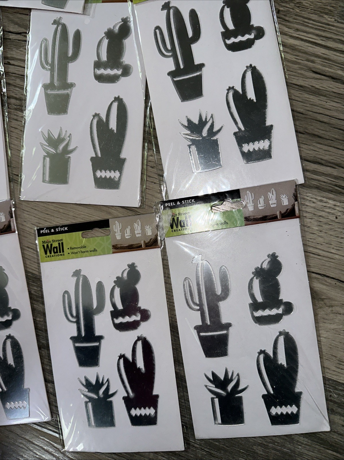 Main Street Wall Creations Peel & Stick Cactus Succulents Mirror Plants Set Of 7