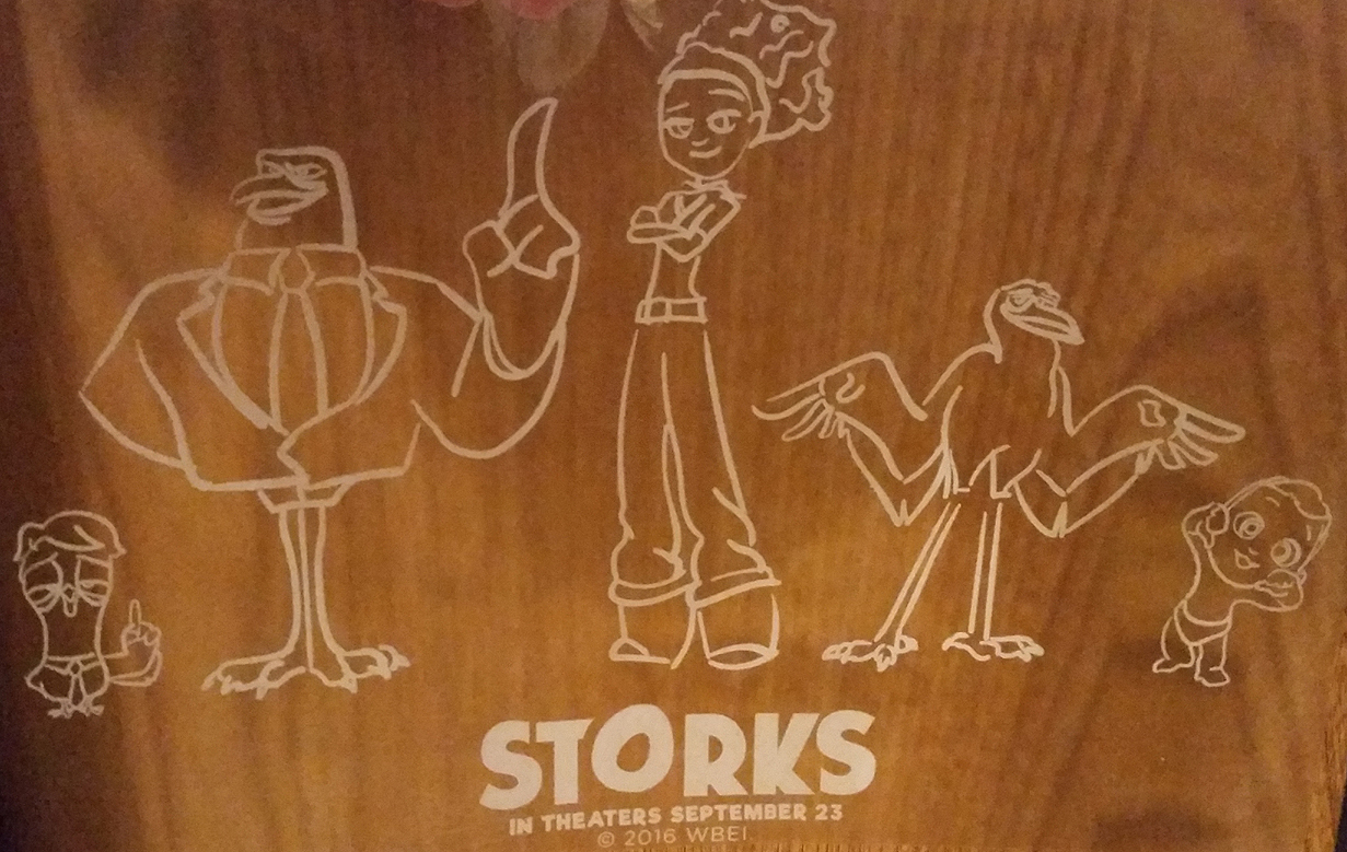 *rare* STORKS movie WINDOW STICKER Andy Samberg Kelsey Grammer Jennifer Aniston