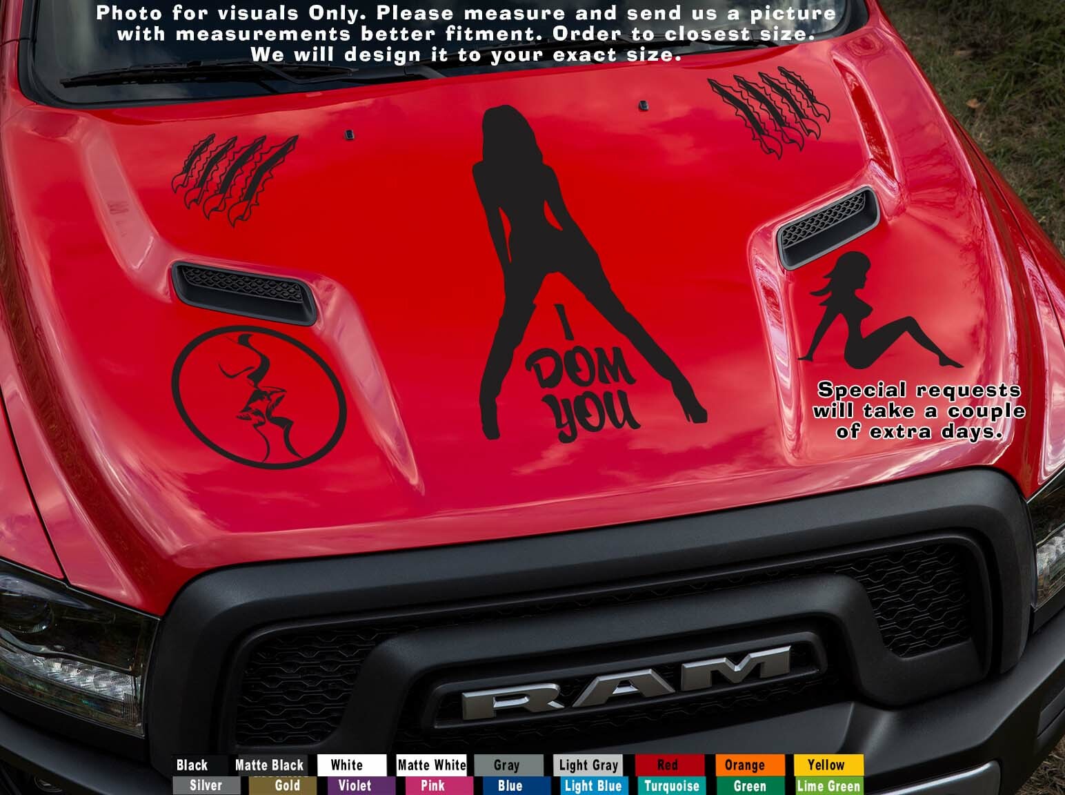 Sexy Girls I Dom You Domination S&M Boots Naked JDM women Sticker Decal