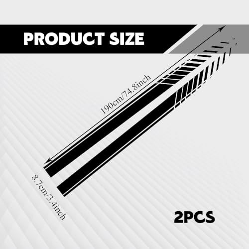 2PCS Sports Racing Stripe Graphic Stickers, Car Decals, Auto Body Side Black