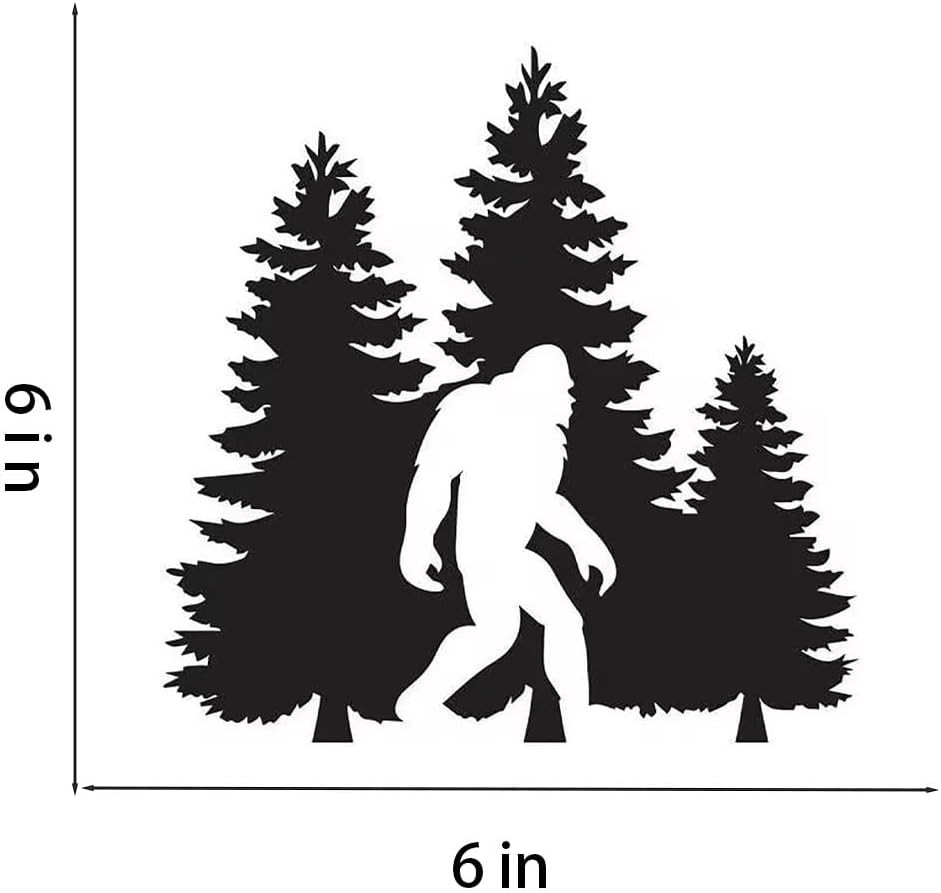 2 PCS Bigfoot Forest Scene Waterproof Vinyl Decai Black Silhouette Stickers for