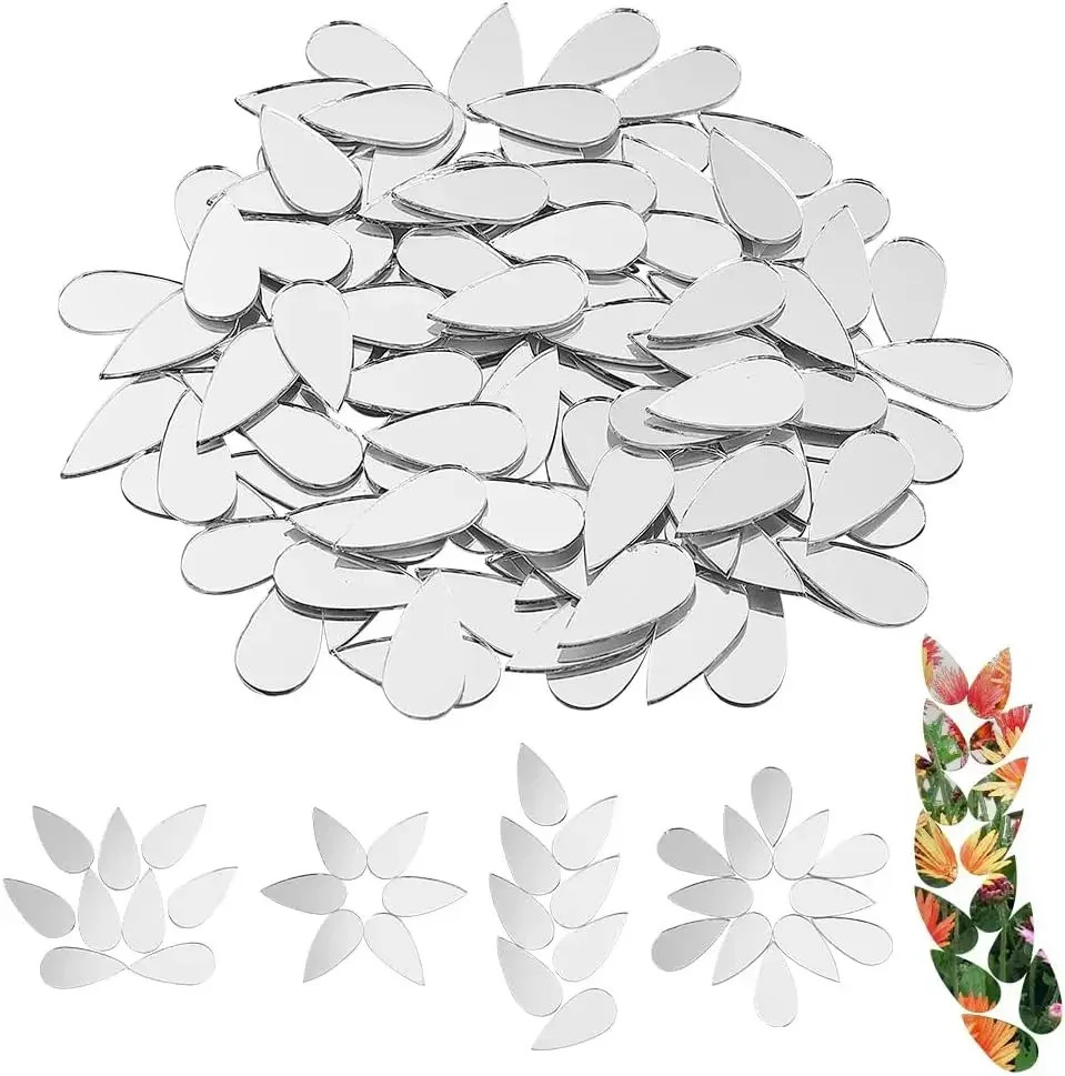 Self-adhesive Mirror Mosaic 100pcs of Acrylic Circular Heart-shaped Diamond Home