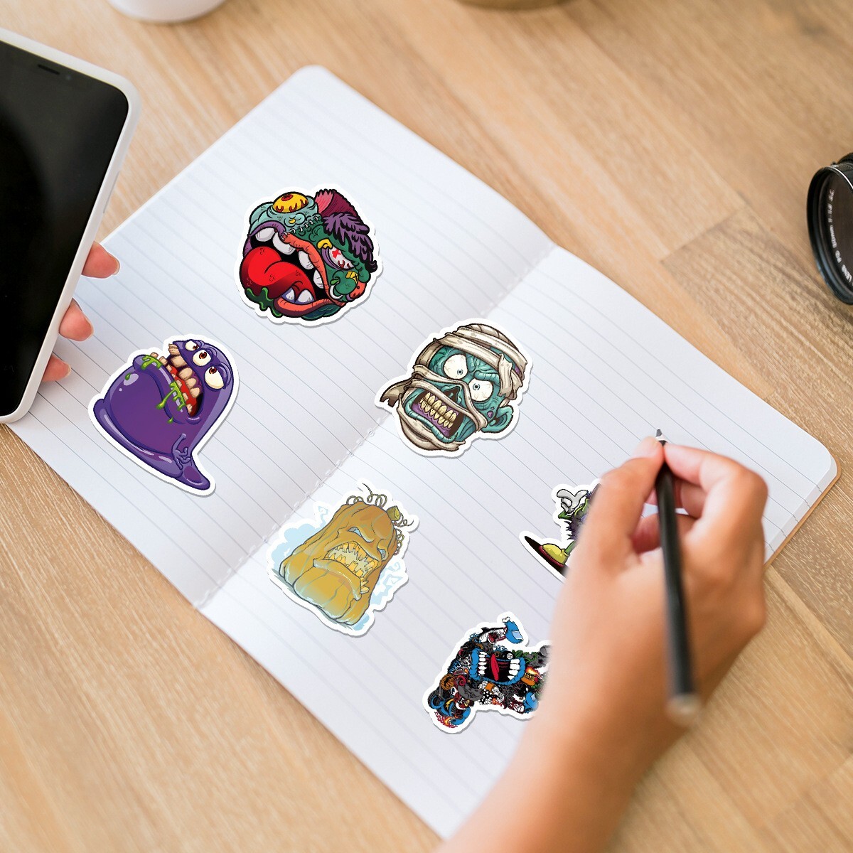 50pcs Waterproof Vinyl Stickers Zombie Monster Luggage Phone Laptop Water Bottle