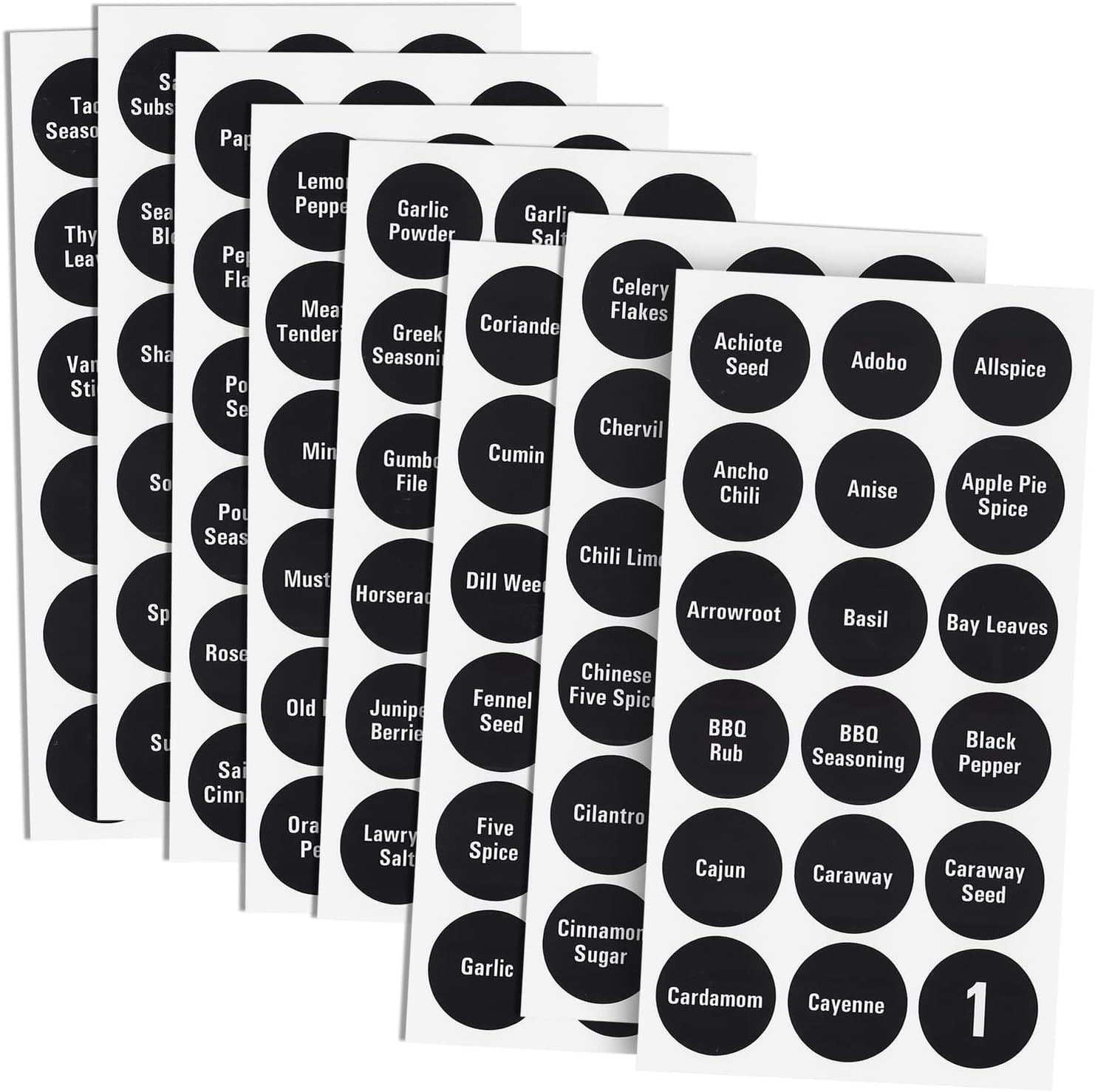 Spice Labels Stickers – 144 Round 1.5-Inch Water-Resistant Vinyl – Preprinted…
