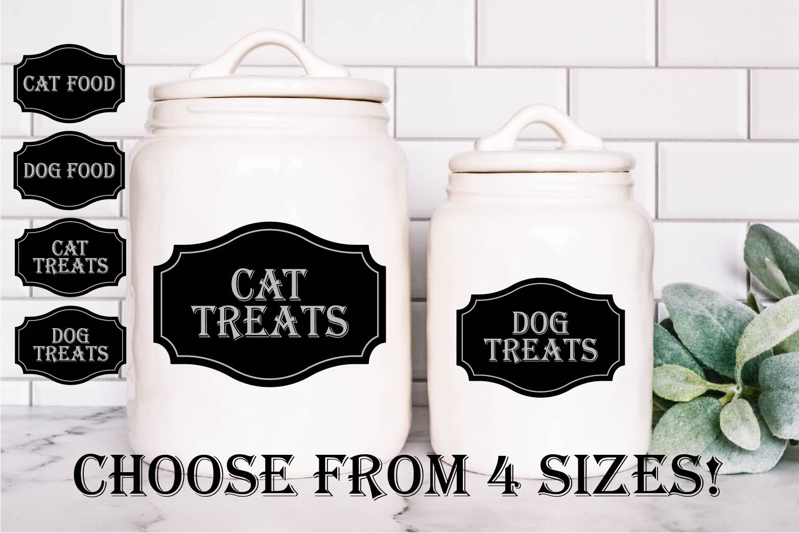 Canister Label Decal Sticker Dog Cat Food Treat Jar Kitchen Home Decor Pet Goth