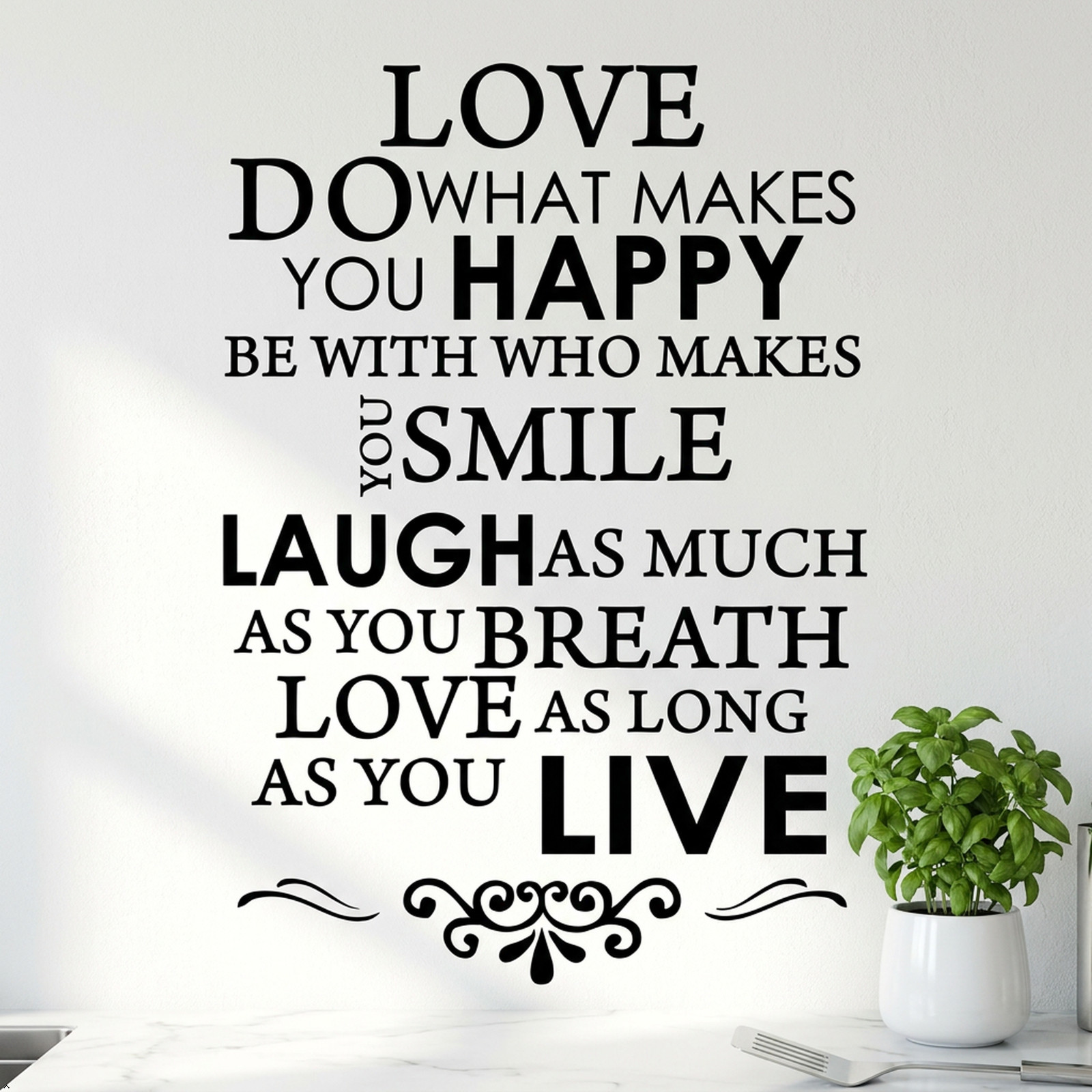 Happy Live Laugh Love Smile Vinyl Wall Art Inspirational Quotes Saying Art Decal