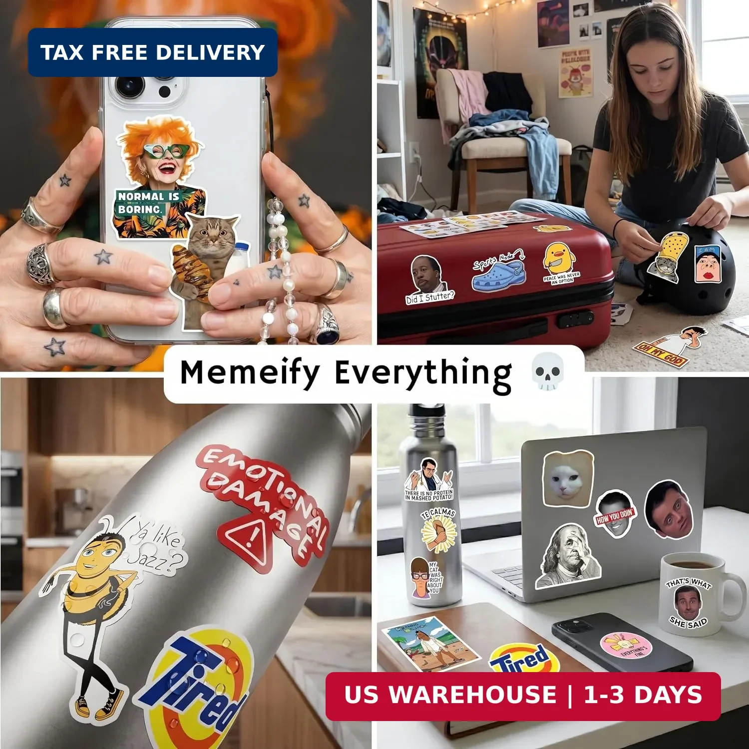 500 Pcs Funny Stickers for Adults & Teens – Trendy Meme Sticker, VSCO Vinyl Deca