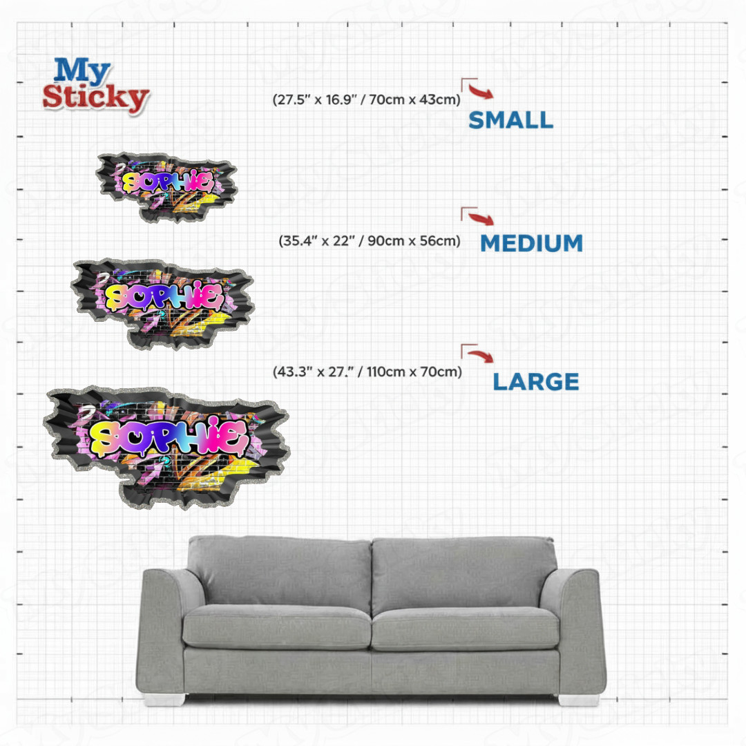 3D Graffiti Name Custom Personalized Vinyl Wall Sticker DIY For Home Decor