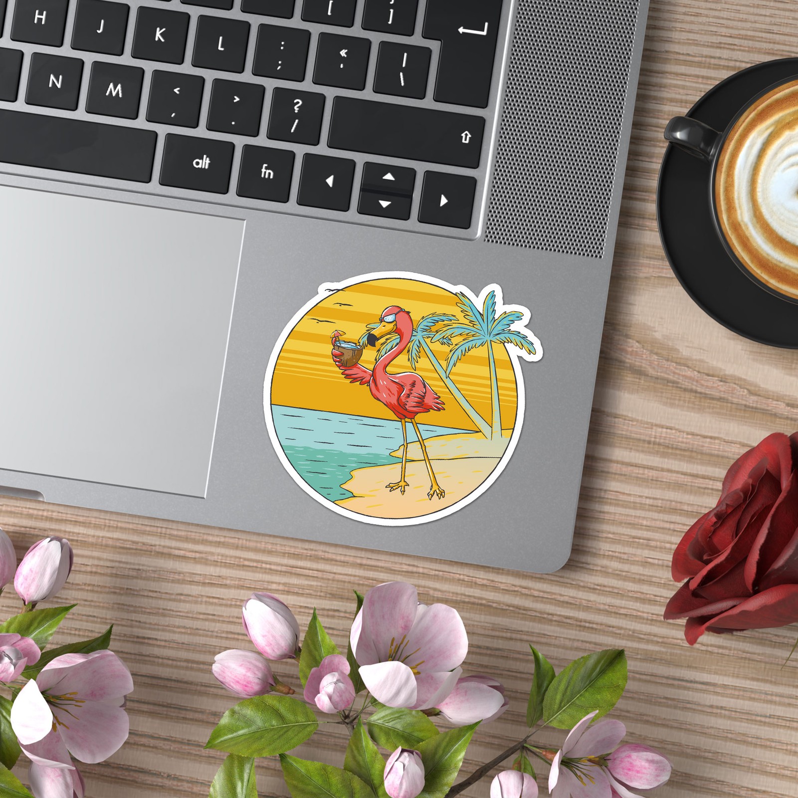 Flamingo Beach Funny – Vinyl Decal Sticker – Car Window Laptop – ebn7963