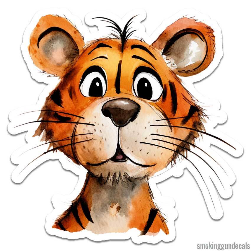 Cute Tiger, Vinyl Decal Sticker, Indoor Outdoor, 3 Sizes, #12295