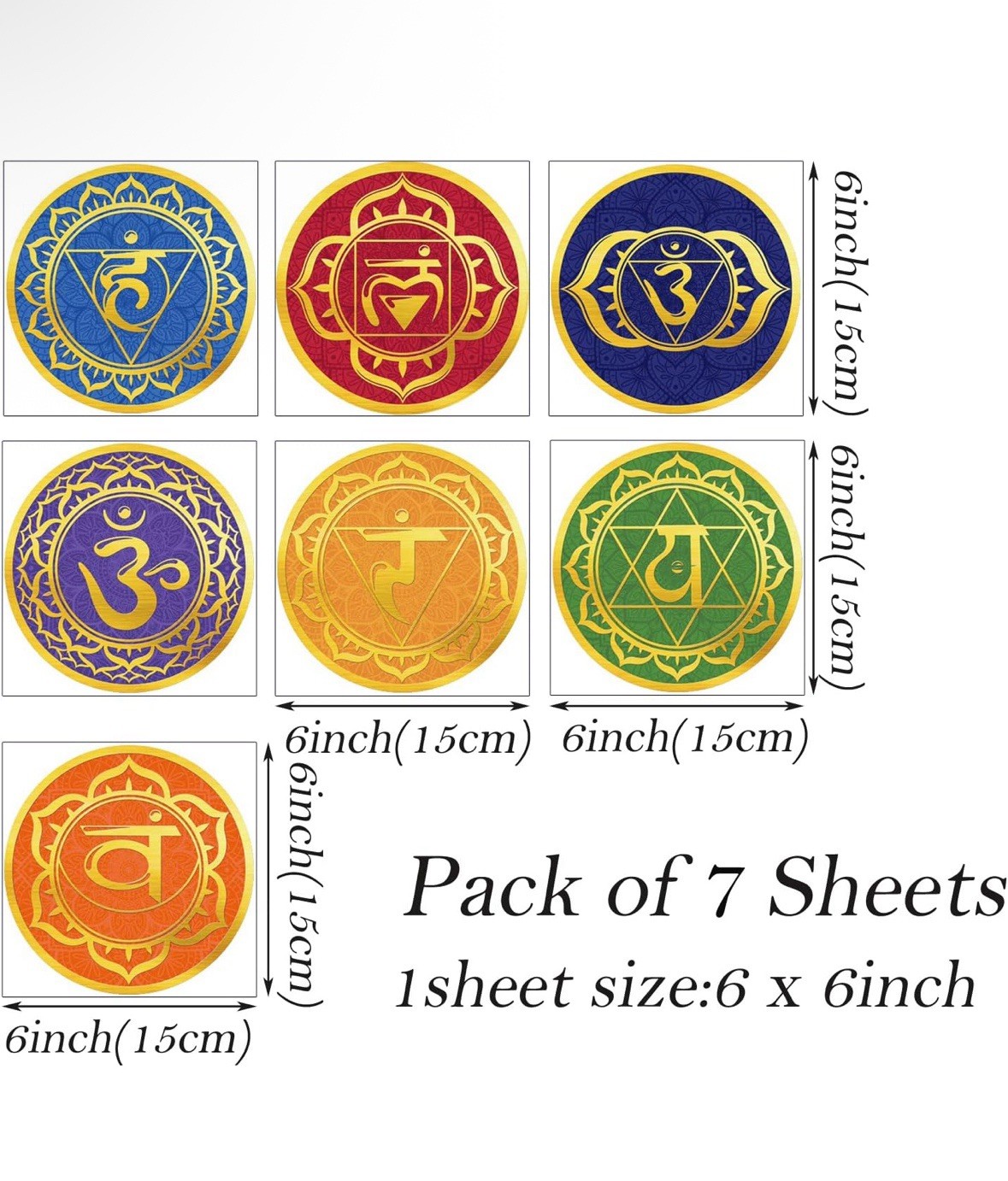 Maydahui 7 Sheets Chakra Wall Stickers Yoga Zen Meditation Room Wall Decals