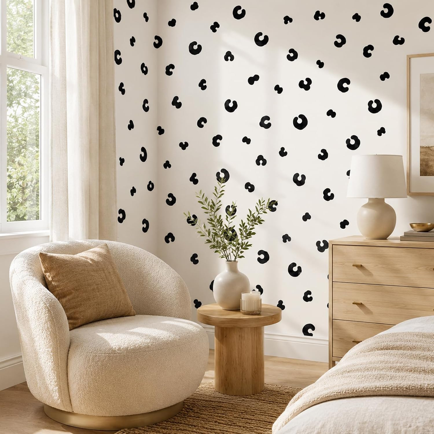 Black Cheetah Animal Print Stickers, 360 Vinyl Decals for DIY Decor
