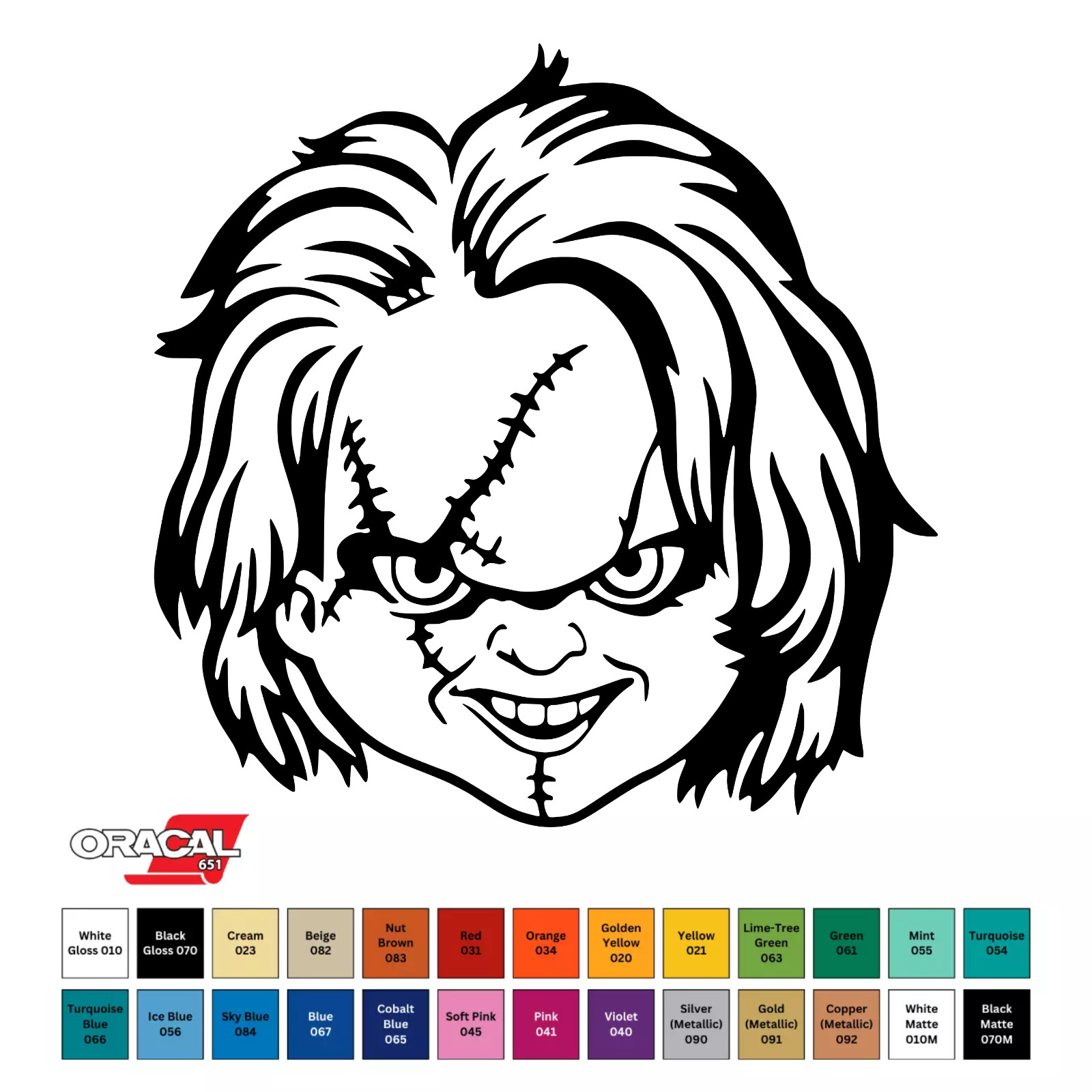 Child's Play Chucky Die Cut Vinyl Decal Permanent Sticker 4" Oracal CHOOSE COLOR