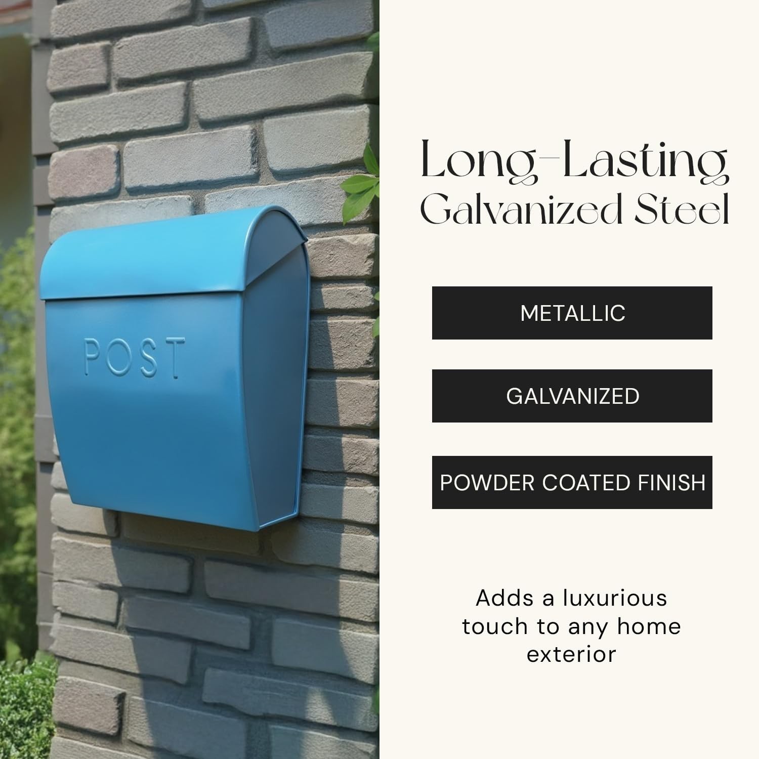 NACH Large Wall Mount Mailbox, 15.07 x 12.44 x 5.39 inches, Blue Mailboxes fo…