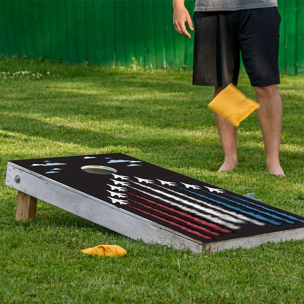 Aviation Flight Hangar Pilot Gift and Airport Cornhole Wraps Cornhole Skins Wrap