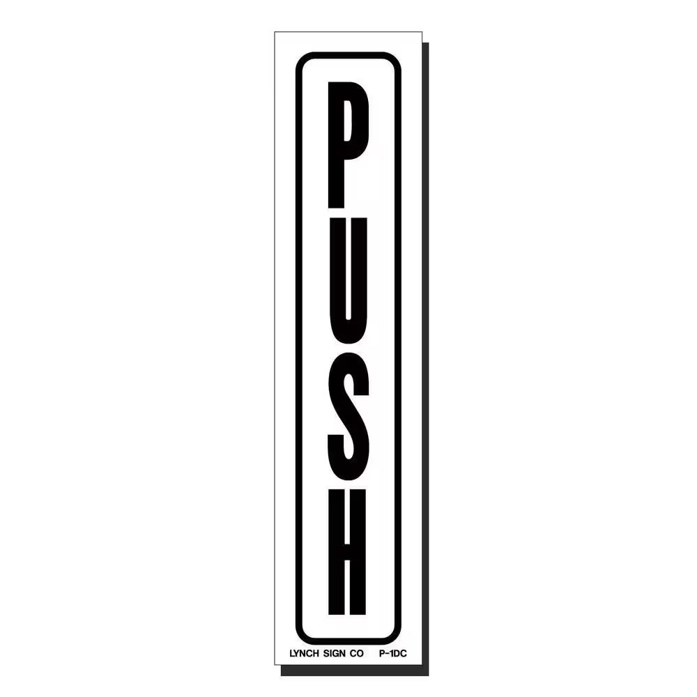 1 In. X 7 In. Decal Black on White Sticker Push