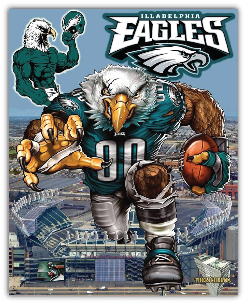 Philadelphia Eagles NFL Mascot Car Bumper Sticker Decal – 3" or 5"