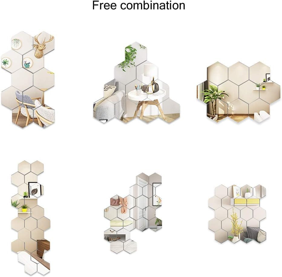 Mirror Wall Stickers – 12PCS Hexagon Art DIY Decorative Acrylic Sheet Plastic Ti