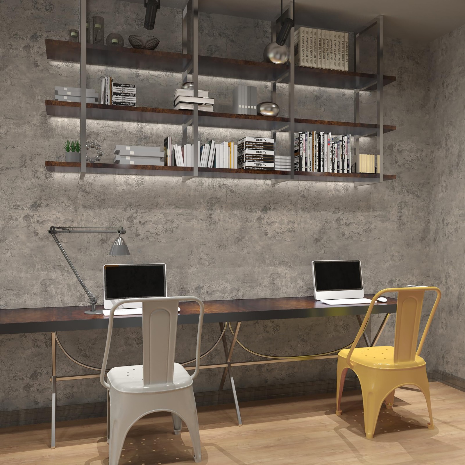16"×118" Thick Light Brown Grey Concrete Contact Paper Waterproof Gray Concre…