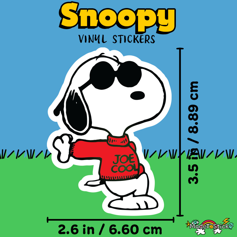 Snoopy Peanuts with Sweater Joe Cool for Car Bumper MacBook and iPad 2.6" x3.5"