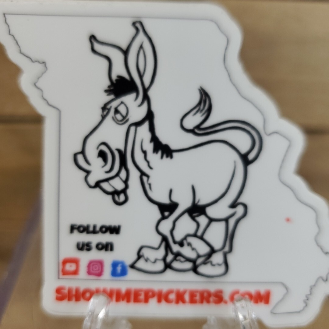 Show Me Pickers Missouri Mule Donkey Sticker 2.75" X 2.5"