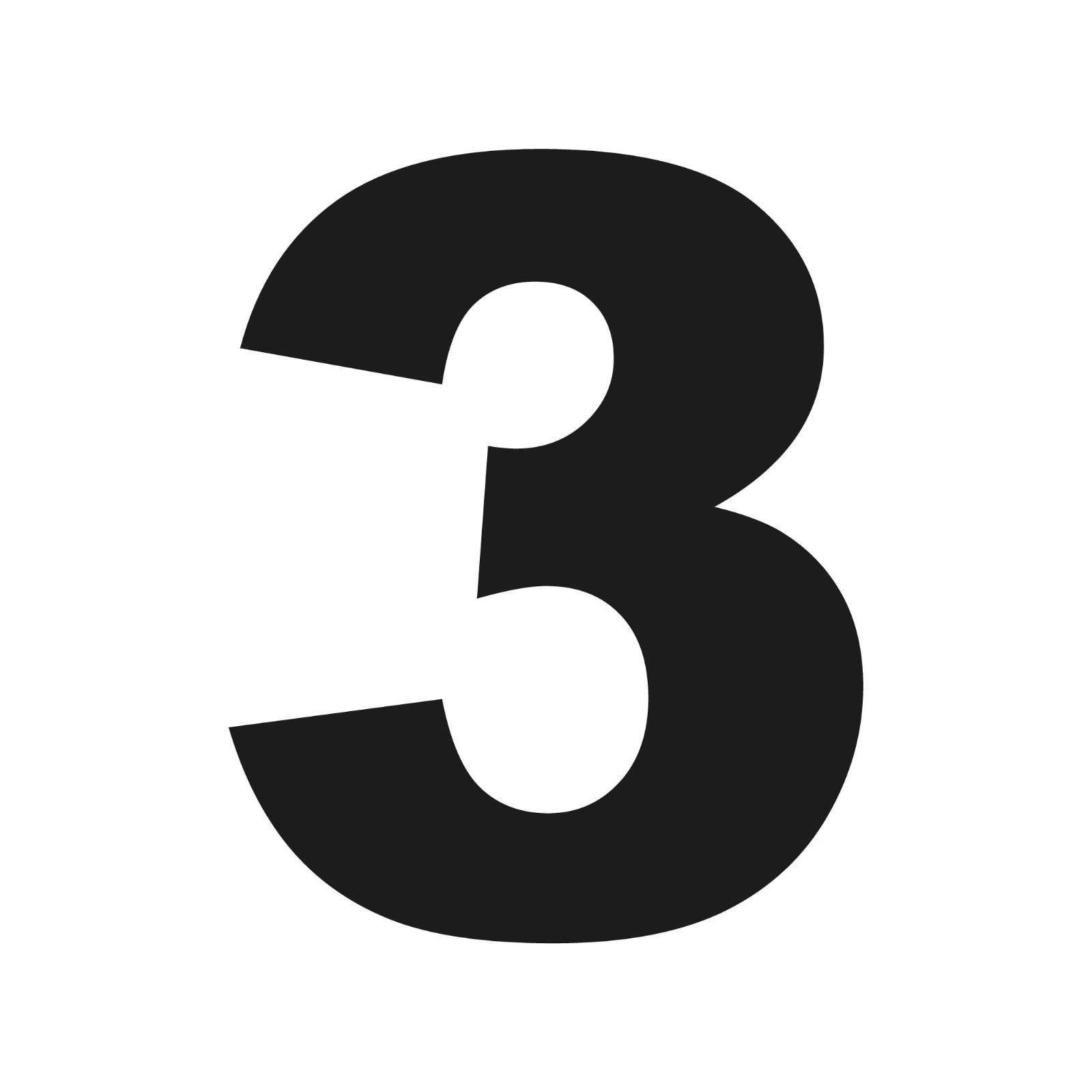 Number Three Arial Black font Vinyl decal 3 bold font Sticker
