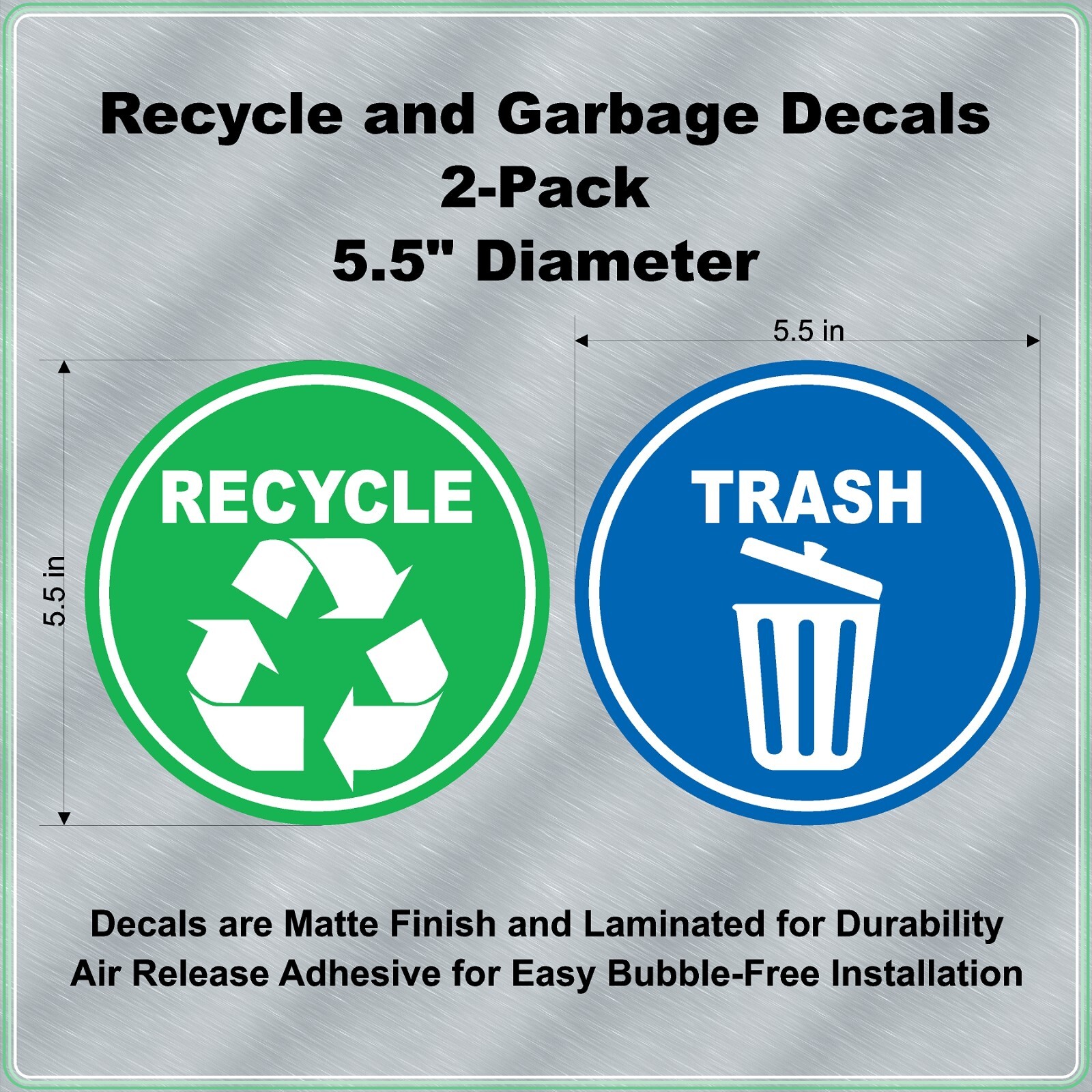 Recycling and Trash / Garbage Stickers for Office High Quality Laminated Matte