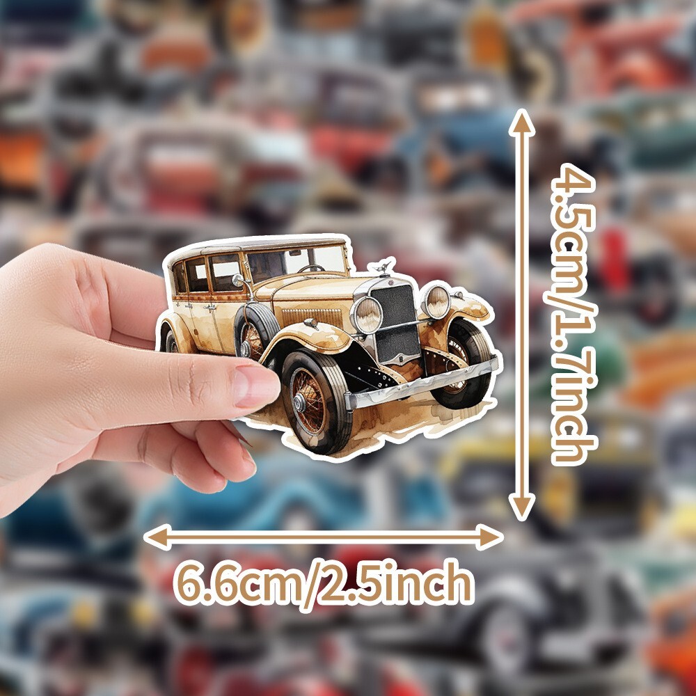 50 Pcs Stickers Classic Vintage Car Fridge Luggage Skateboard Phone Laptop Vinyl