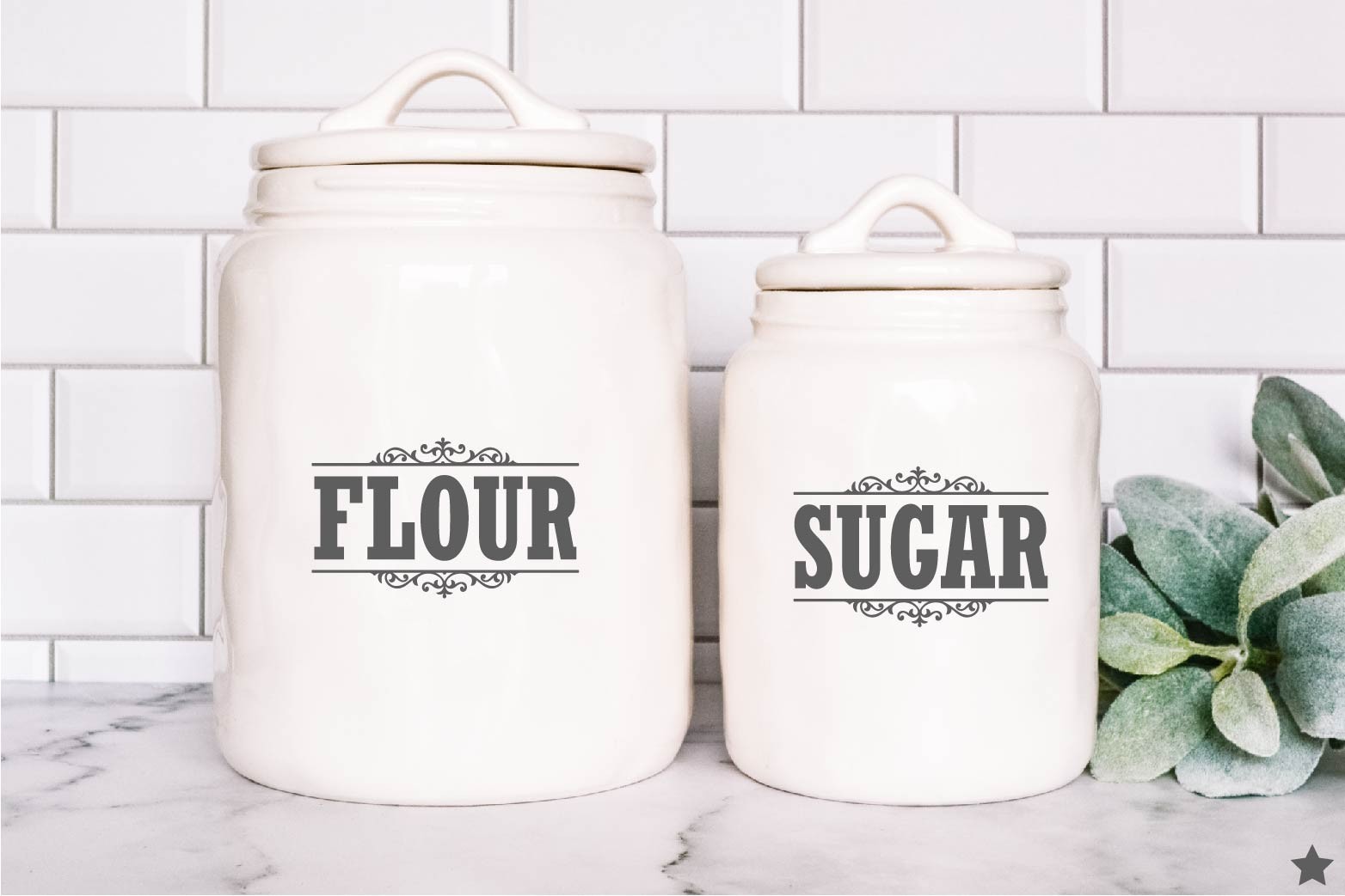 Canister Label Set Decal Stickers Kitchen Home Pantry Flour Sugar Tea Jar Decor