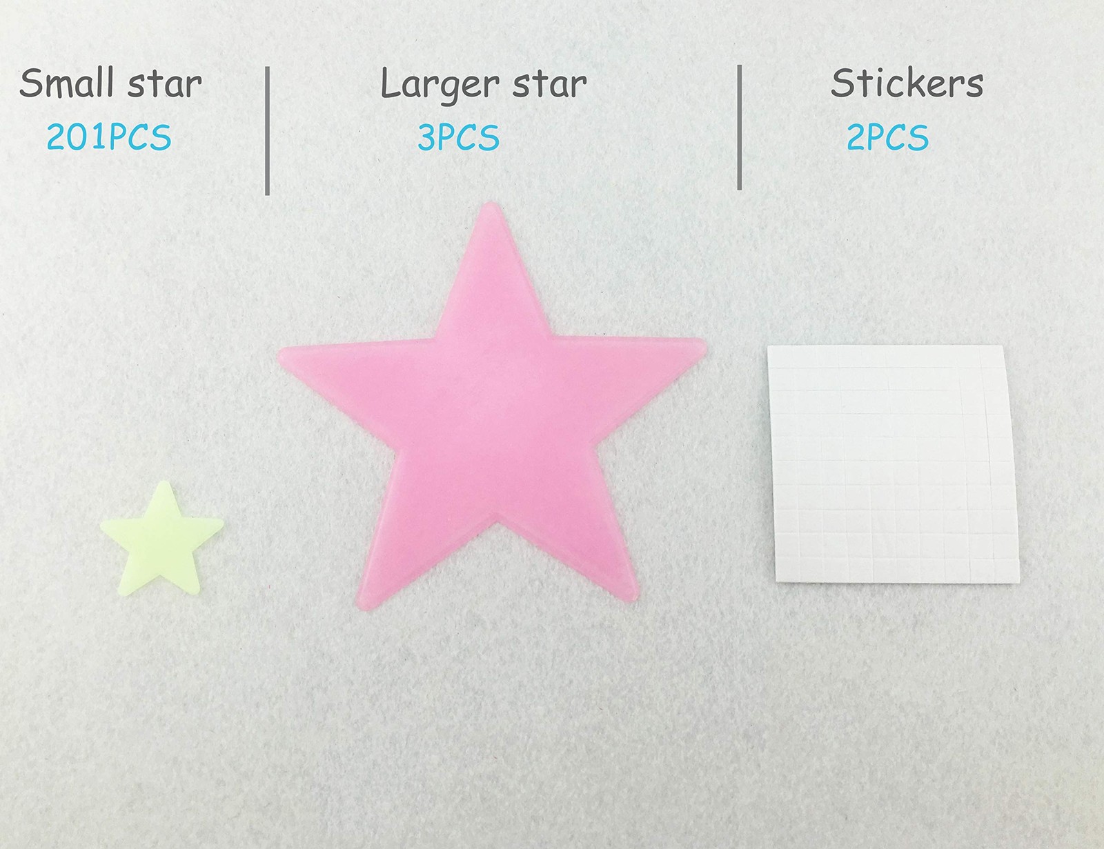 200PCS 1.2" Glow in the Dark Luminous Stars Fluorescent Noctilucent Plastic W…